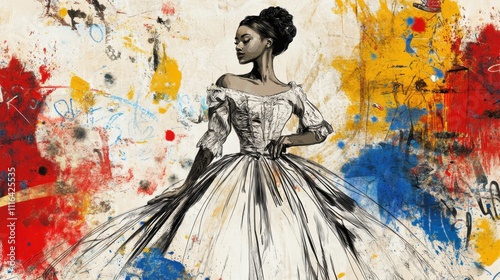 Wallpaper Mural illustration of a woman in a dress Torontodigital.ca