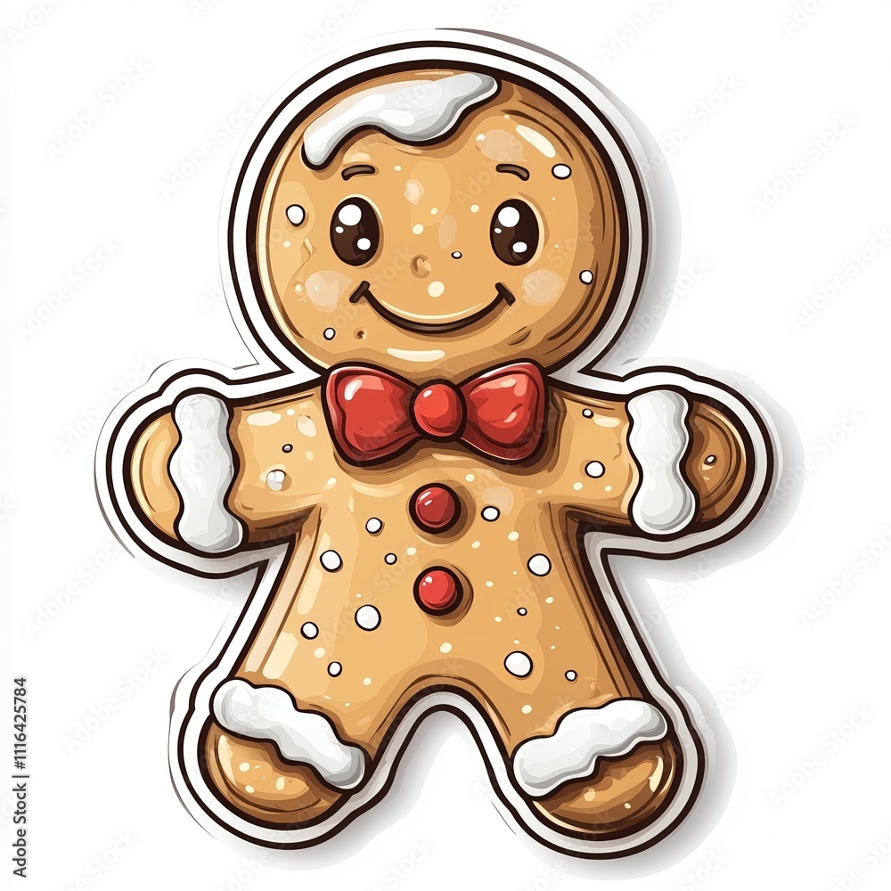 Obraz premium A cute, happy gingerbread cookie with white background. 
