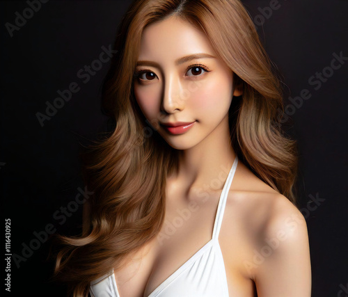 白い水着の美女