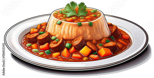 illustration A sticker of Delicious etouffee. isolated on a transparent background. photo