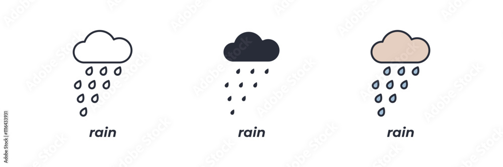 rain icon. rain Symbol sign for mobile concept and web design. Vector icon, Logo illustration, Vector graphics rain icon. rain Symbol sign for mobile concept and web design. Vector icon, Logo illustration, Vector graphics
