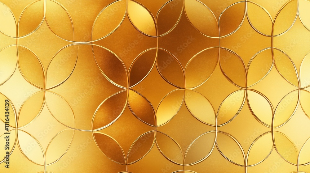 Stylish golden background with a seamless abstract geometric pattern of circles and interwoven lines Stylish golden background with a seamless abstract geometric pattern of circles and interwoven lines