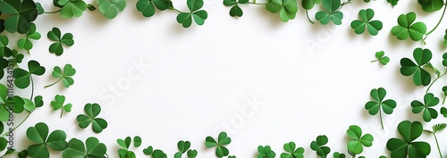 St. Patrick's Day background with a garland of shamrock leaves photo