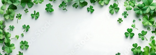 St. Patrick's Day background with a garland of shamrock leaves photo