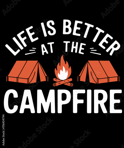 Life is better at the campfire,funny illustration