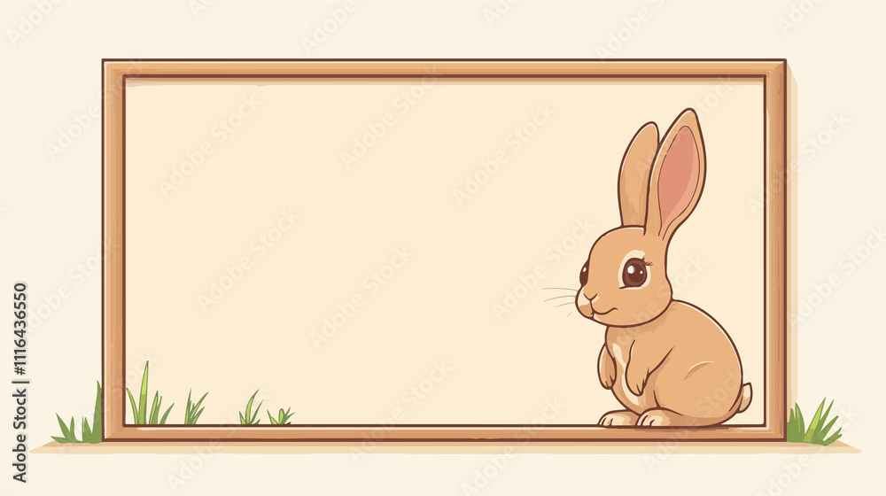 Obraz premium Funny Cartoon Rabbit Flat Vector Illustration for Children's Book and Design Projects