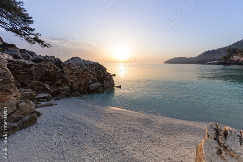 Marble beach (Saliara beach), Thassos Islands, Greece
