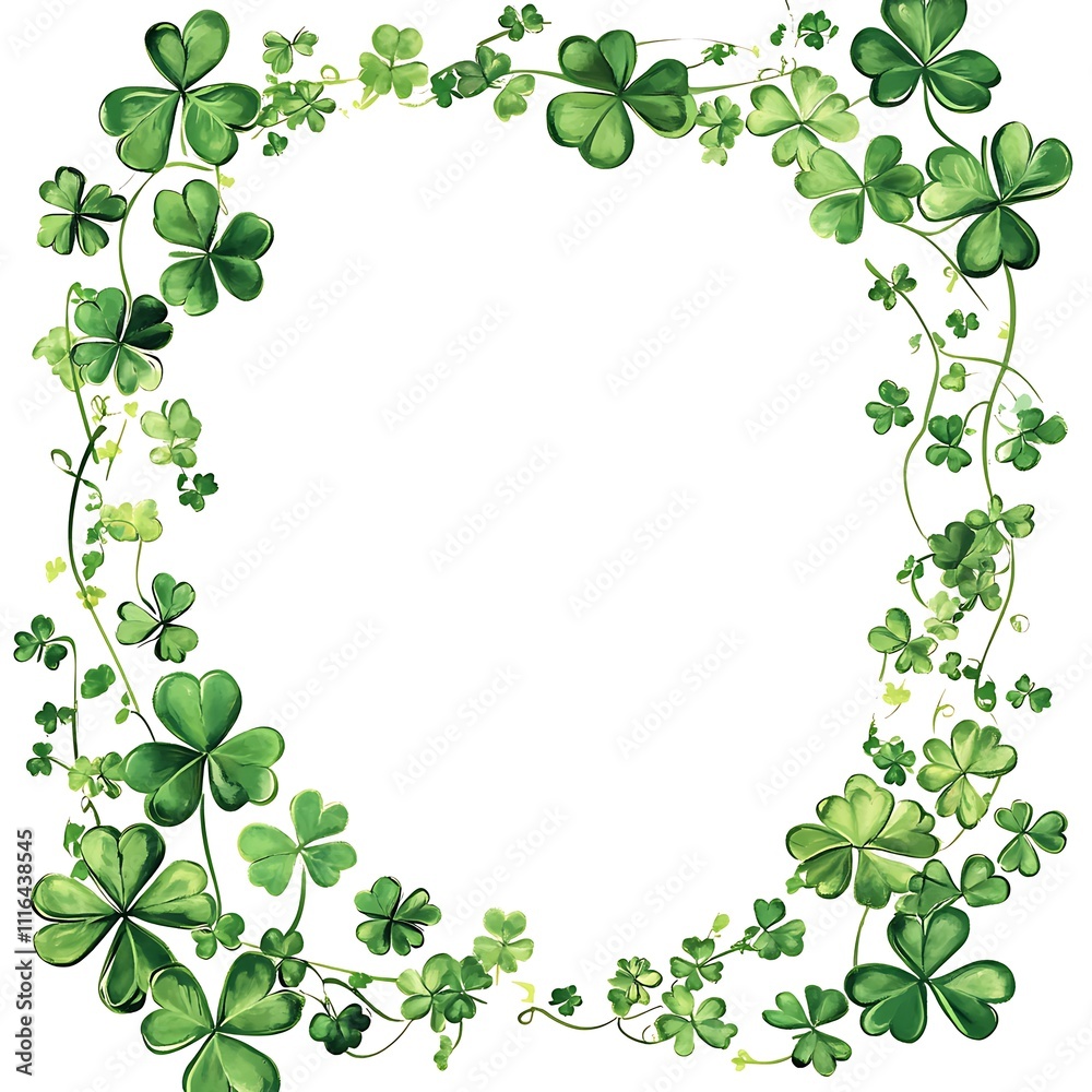 St. Patrick's Day frame, shamrocks, white background clipart St. Patrick's Day frame, shamrocks, white background clipart