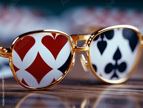 A pair of sunglasses with playing cards on them photo