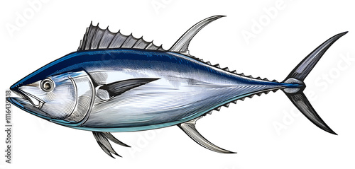 illustration Fresh atlantic bluefin tuna isolated. isolated on a transparent background.