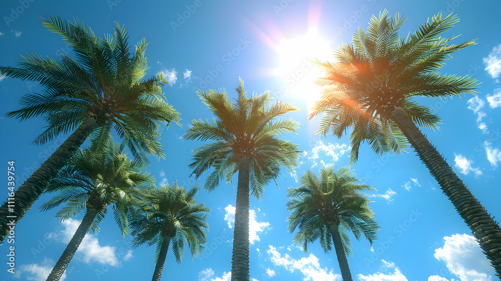 Fototapeta premium Tropical Palm Trees 3D Illustration