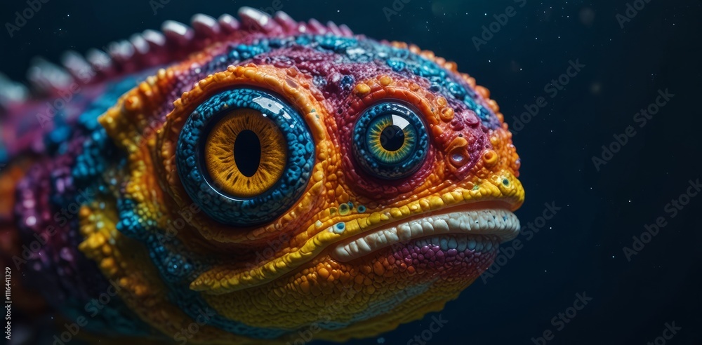 Obraz premium Intense Macro Shot of Deep-Sea fish Showing Wide eye and Textured Skin Under Natural Light