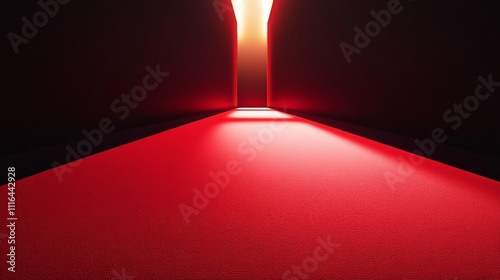 Red carpet leading to celebration of film and creativity. Concept of Oscar Ceremony. Template for background, banner, card, poster 