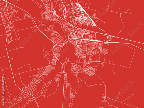 Christmas Map of Nevinnomyssk, Russia in Snowy White on Festive Red Background. photo