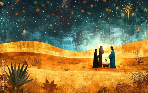An illustration showcasing the nativity scene featuring Mary Jo, providing a unique perspective on the Christmas story.