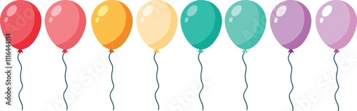 Colorful Balloons Set Cluster Vector Illustration for Celebratory Events and Festivities, collection of colorful party balloons