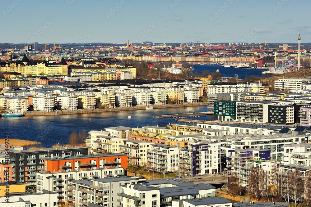 Sweden, Stockholm . Aerial view of Stockholm (Hammarby) urban skyline Sweden, Stockholm . Aerial view of Stockholm (Hammarby) urban skyline