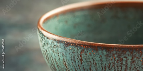 Close-up of smooth, polished ceramic pottery with visible texture from the glaze, space for text. photo