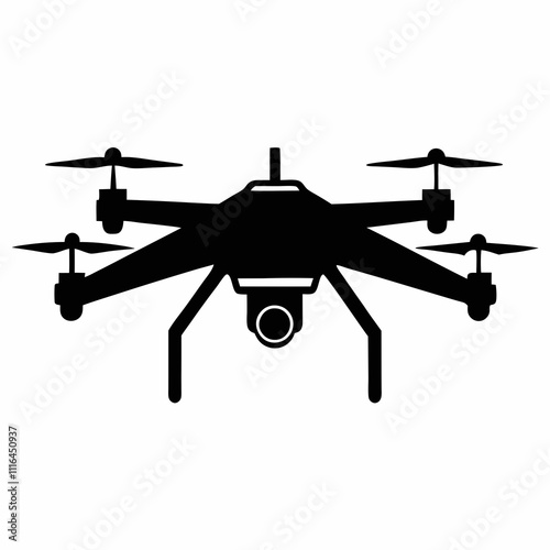 Black Drone Silhouette Vector Art