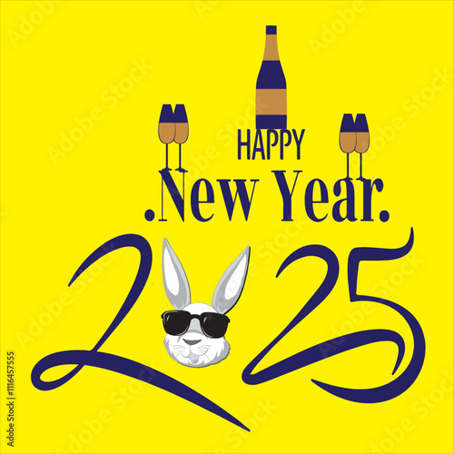 Happy new year 2025 design. With colorful truncated number illustrations. Premium vector design 2025 with Beautiful Color design template for happy new year 2024 isolation banner, Luxury happy new1