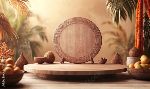 Indian festival Happy Pongal with pongal props,