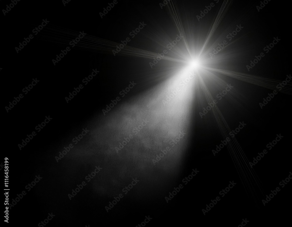 Obraz premium Light Burst Lens Flare Effect Isolated In Solid Black Background