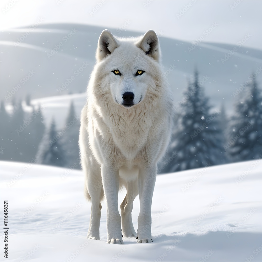 Obraz premium white dog in snow