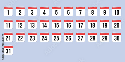 Set of Calendar date all days of year. Calendar Icon