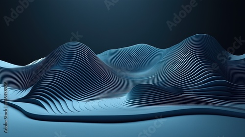 Abstract blue waves with serene curves and shadows.