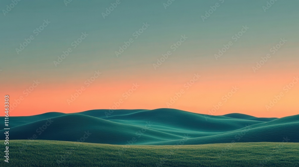 A serene landscape featuring rolling hills under a soft gradient sky at dusk, creating a tranquil and peaceful atmosphere. A serene landscape featuring rolling hills under a soft gradient sky at dusk, creating a tranquil and peaceful atmosphere.