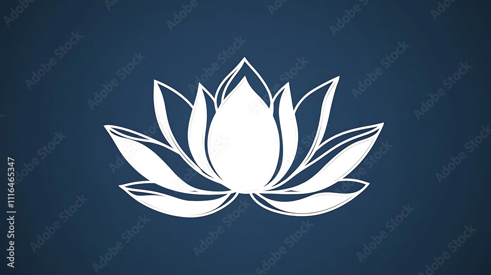 Obraz premium White Lotus Flower Design on Dark Blue Background