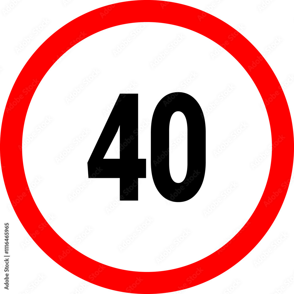 Speed limit icon. Set of red road signs of 10-200 kmh. Circle standard road sign number Speed limit icon. Set of red road signs of 10-200 kmh. Circle standard road sign number