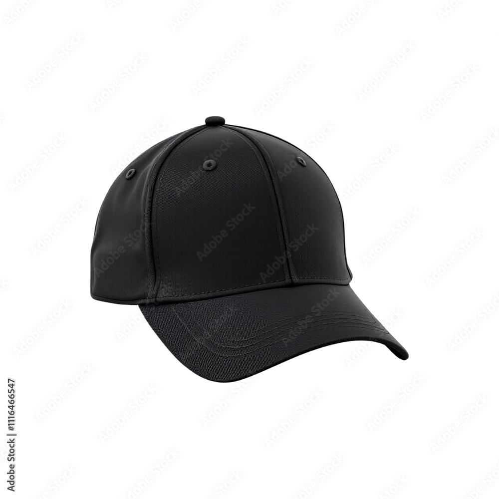 A black baseball cap isolated on transparent background, PNG file A black baseball cap isolated on transparent background, PNG file