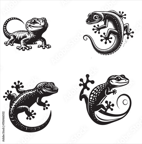 Giggly Gecko Silhouette – Playful and Whimsical Reptile Design for Creative Projects