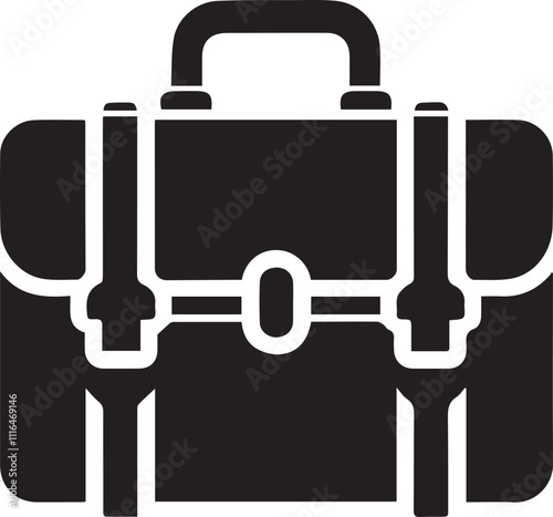 Stylish briefcase Silhouette isolated on white background