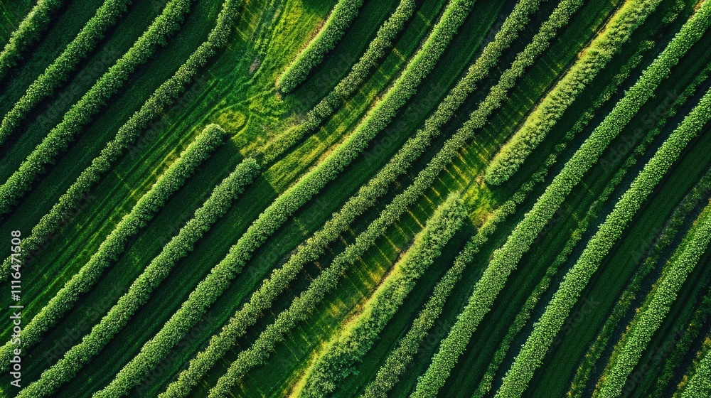 Modern agricultural industry using drones and AI to optimize farming.