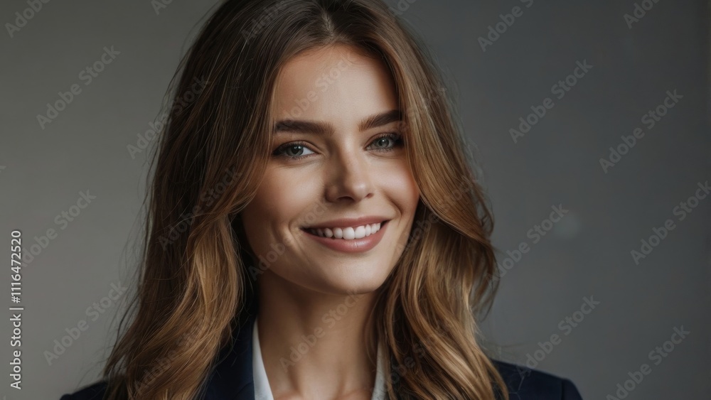 Fototapeta premium a smiling career woman wearing a black suit
