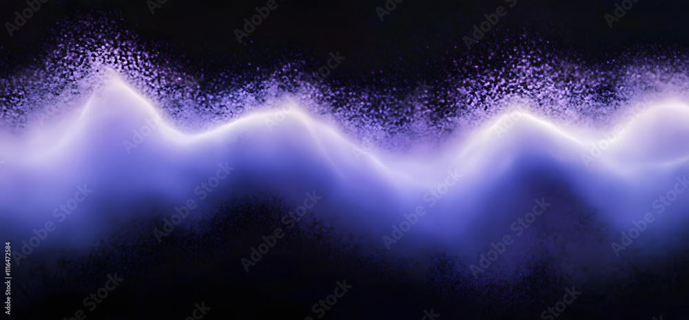 Obraz premium A poster header banner design featuring a dark, grainy gradient background with shades of purple, black, and blue, along with glowing background noise and ample copy space.