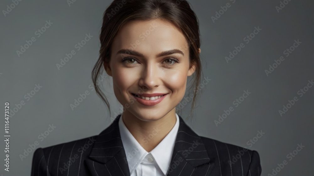 a smiling career woman wearing a black suit a smiling career woman wearing a black suit