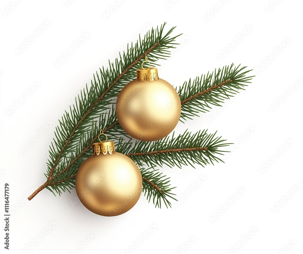 Christmas tree balls and green fir branch isolated on white background. Christmas tree balls and green fir branch isolated on white background.