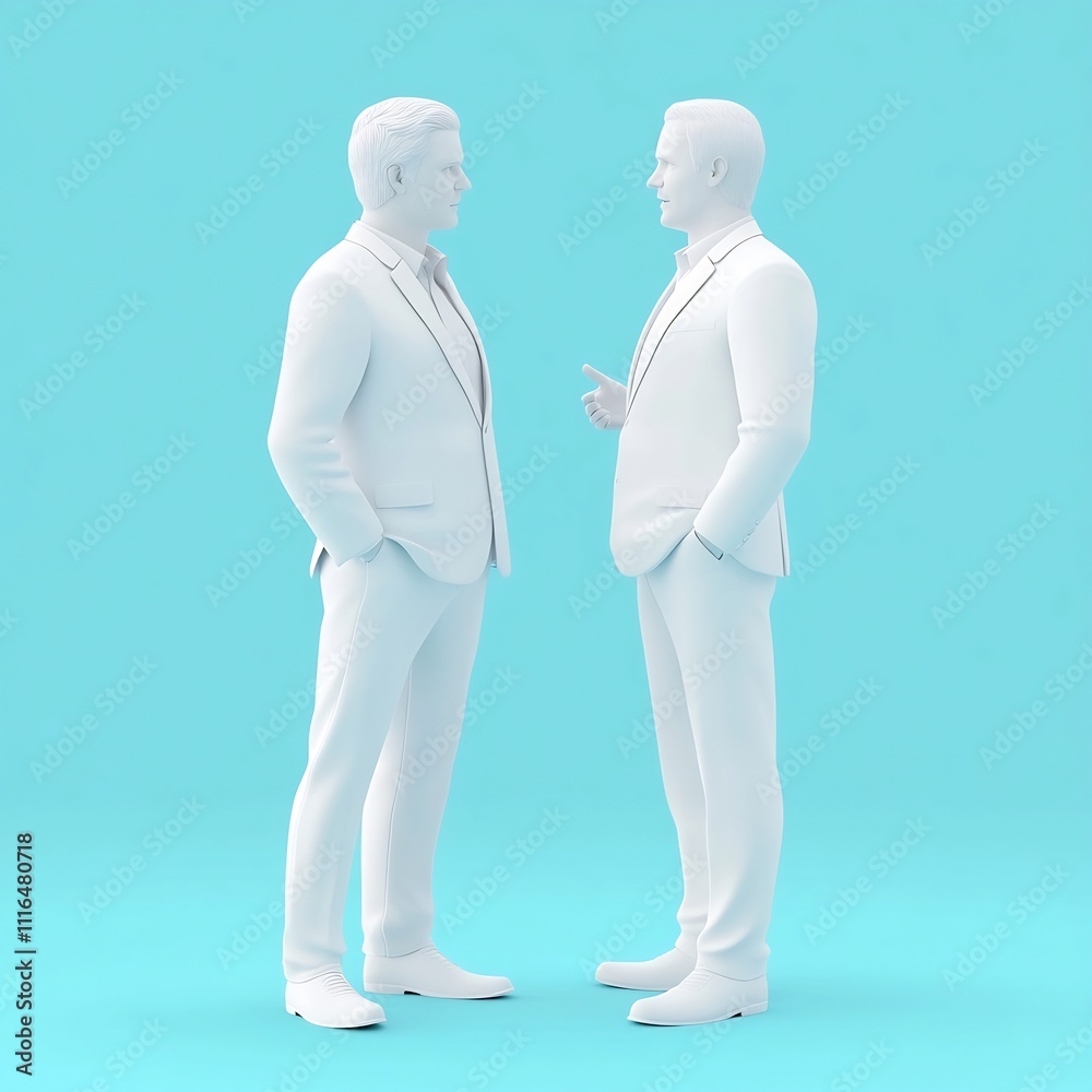 Obraz premium Business Professionals in Formal Discussion on Blue Background