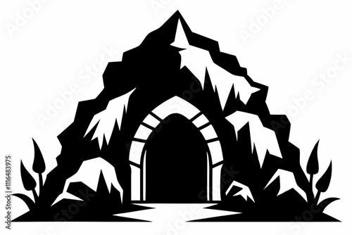 A simple Cave Entrance silhouette black vector