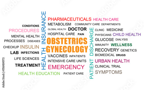 obstetrician gynaecologist text background image, abstract wallpaper with obstetrician gynaecologist word, background template with medical keywords