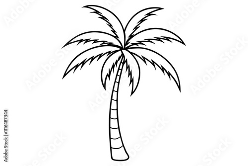 A simple Coconut Tree line art vector white background