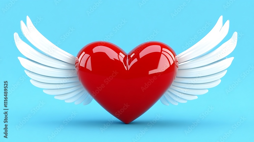 Red Heart With White Wings Soaring High Red Heart With White Wings Soaring High