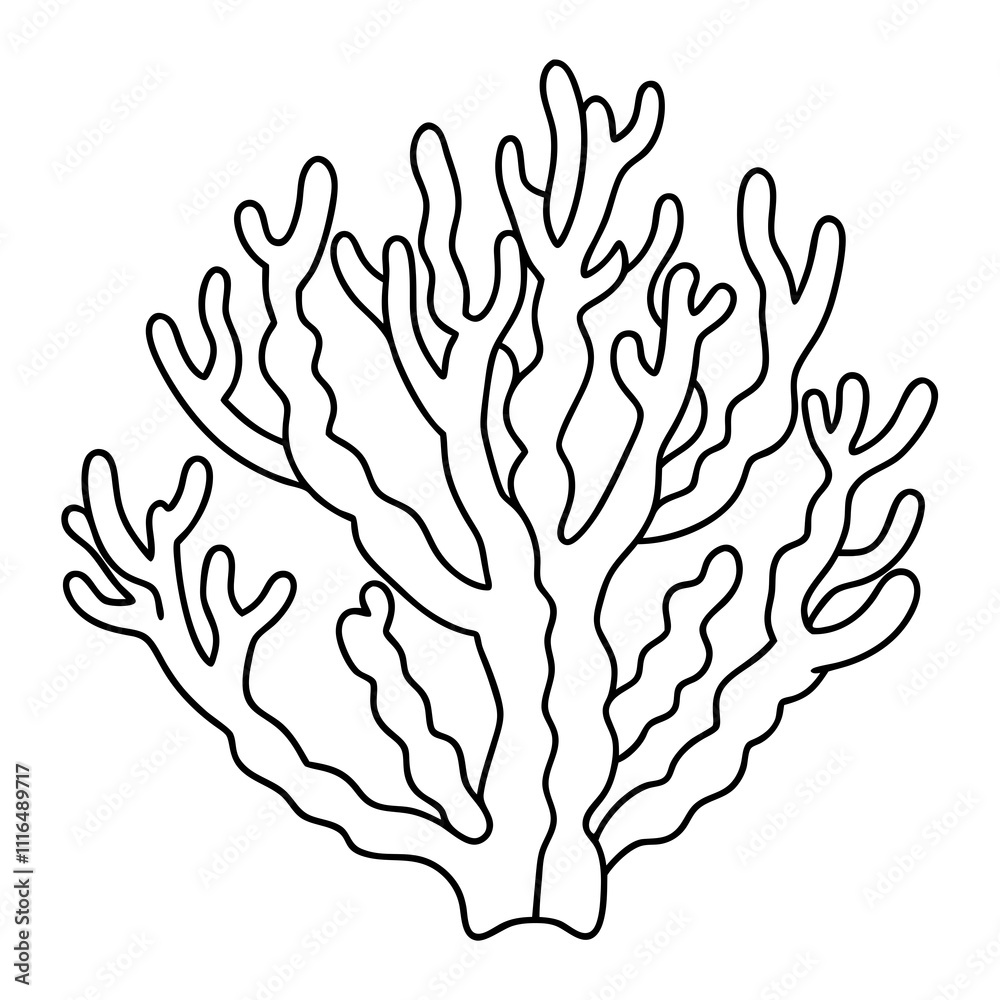 Fototapeta premium A simple Coral Reef line art vector white background