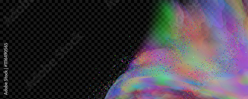An explosion of colorful smoke clouds.Multicolor fog with blue and yellow particles.Explosions of color powder.