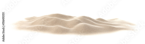 Sand beach Isolated on white background. Pile desert sand. Texture summer desert vacation, hot summer.