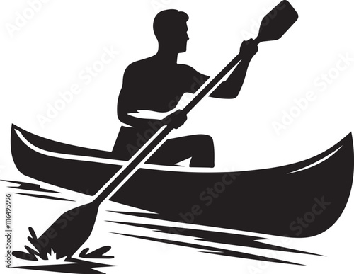 Boy rowing boat alone vector image