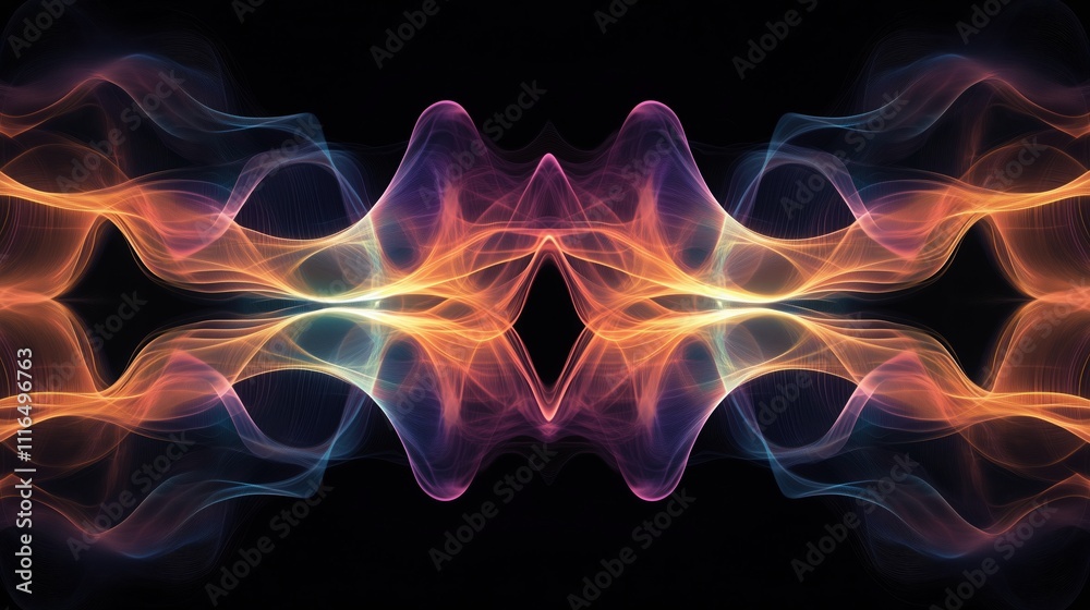 Obraz premium Symphony of Light - Symmetrical Flowing Neon Waves